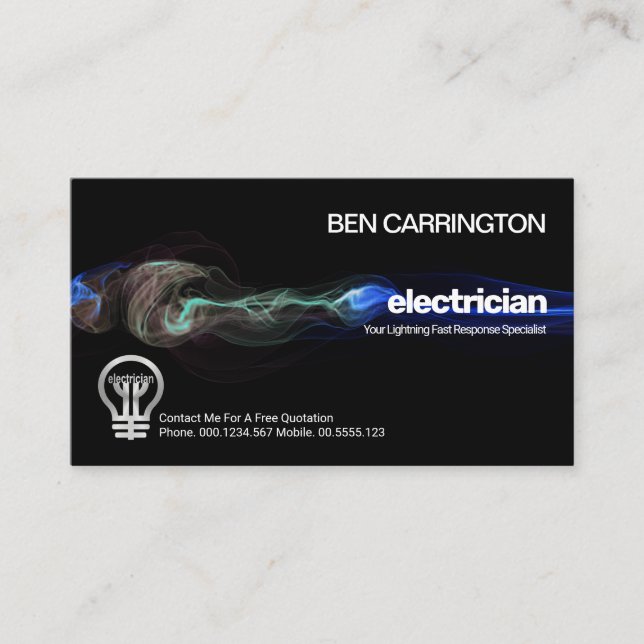 Stunning Electrical Lightning Strike Electrician Business Card (Front)