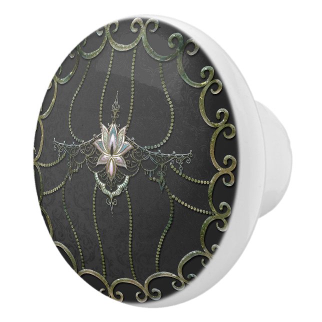 Stunning elegant lotus flower.  ceramic knob (Right)