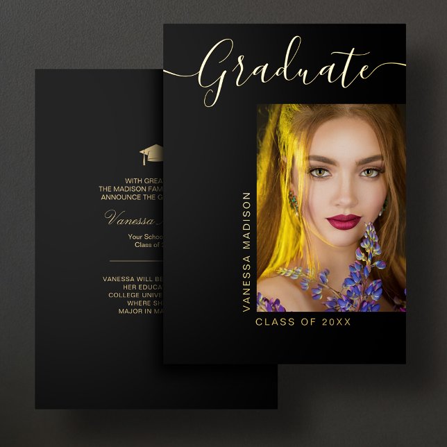 Stunning Elegant Modern Photo Gold Foil Grad Card (Creator Uploaded)