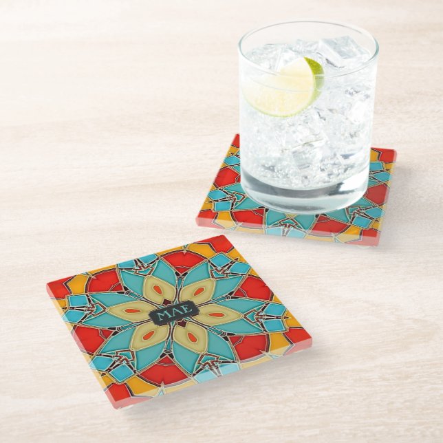 Stunning Enamel Coloured Glass Look - Your initial Glass Coaster (Angled)