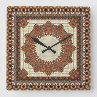 Stunning Ethnic Geometric Framed Mandala Square Wall Clock