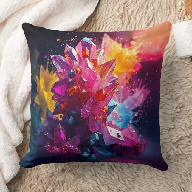 Stunning Explosion of Colour Bismuth Crystals Cushion (Blanket)