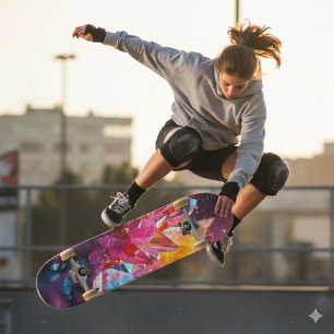 Stunning Explosion of Colour Bismuth Crystals Skateboard