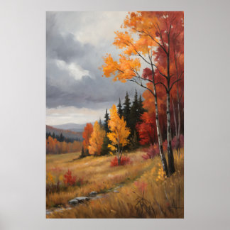 Stunning Fall Mountain Landscape - Golden Autumn T Poster