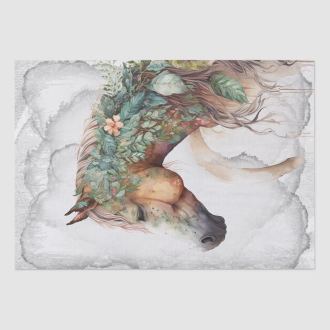 Stunning Fantasy Horse Floral Tissue Paper (Front)
