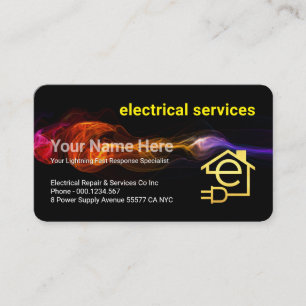 Stunning Fast Lightning Strike Electrician Service Business Card