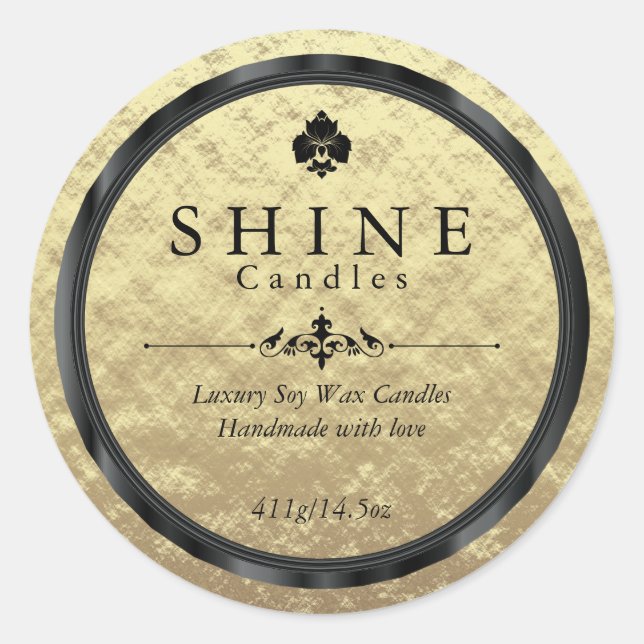 Stunning Faux Gold Foil and Black Labels (Front)