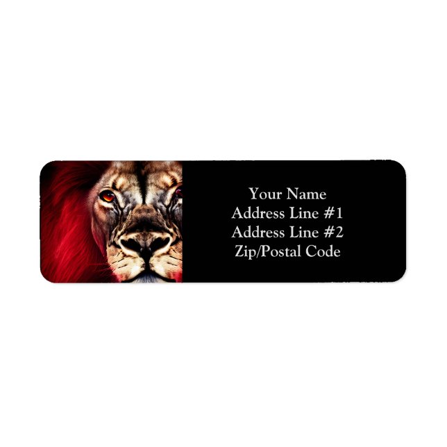 Stunning Fierce Wilderness Male Lion Return Address Label (Front)