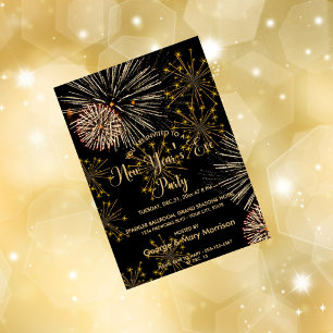 Stunning Fireworks New Year's Eve Party Invitation