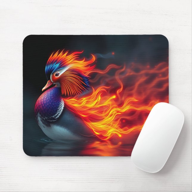 Stunning Flame-boyant Firebird Hot Mandarin Duck Mouse Pad (With Mouse)