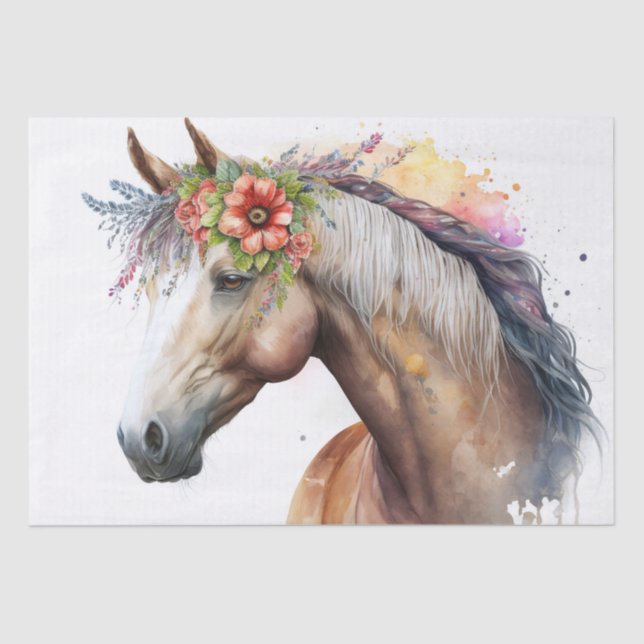 Stunning Floral Horse Tissue Paper (Front)
