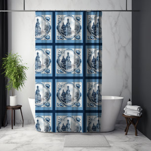 Stunning floral palace chinoiserie toile monogram shower curtain
