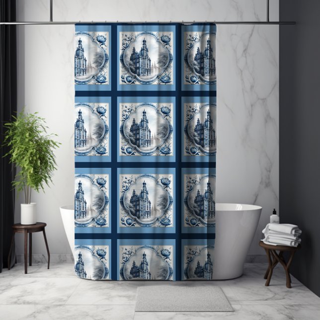 Stunning floral palace chinoiserie toile monogram shower curtain (Creator Uploaded)