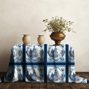 Stunning floral palace chinoiserie toile monogram tablecloth