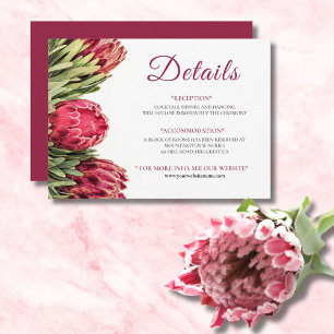 Stunning Floral Pink Protea Wedding Enclosure Card