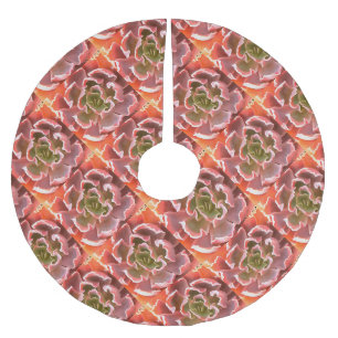 Stunning Garden Succulent Pink Tones Realistic Art Brushed Polyester Tree Skirt