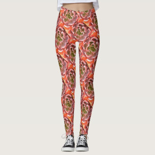 Stunning Garden Succulent Pink Tones Realistic Art Leggings