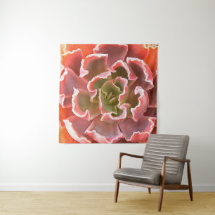 Stunning Garden Succulent Pink Tones Realistic Art Tapestry