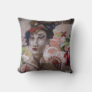 Stunning Geisha Graffiti urban street art Cushion