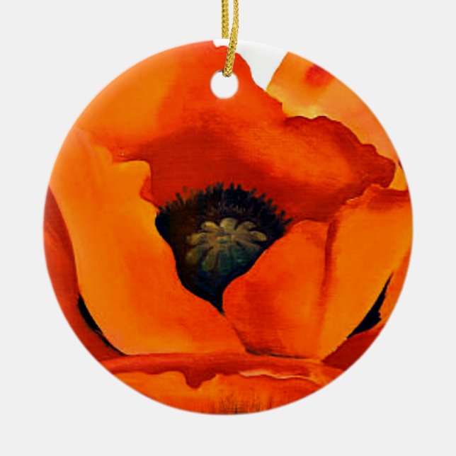 Stunning Georgia O'Keefe Red Poppy Flower 1927 Ceramic Ornament (Front)