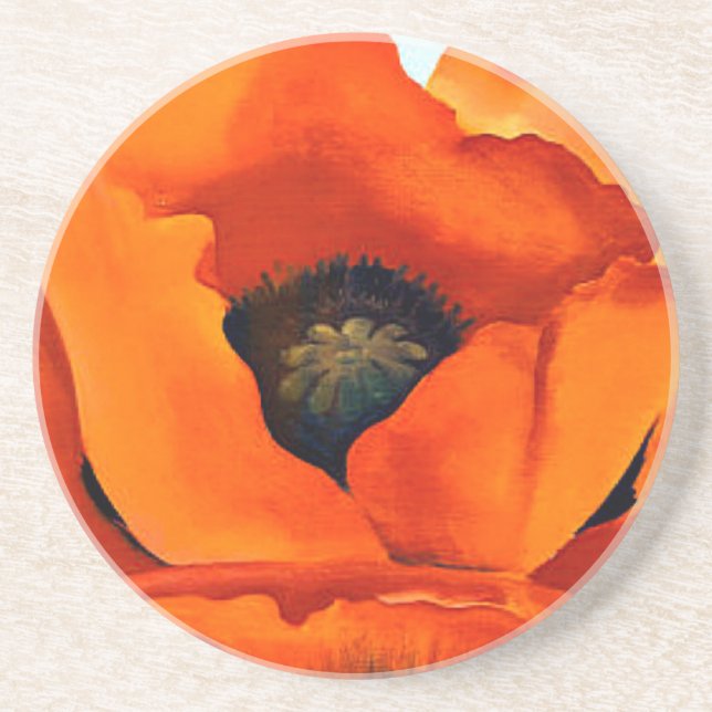 Stunning Georgia O'Keefe Red Poppy Flower 1927 Coaster (Front)