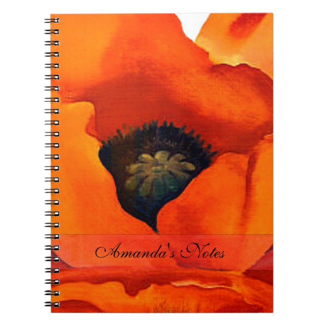 Stunning Georgia O'Keefe Red Poppy Flower 1927 Notebook (Front)