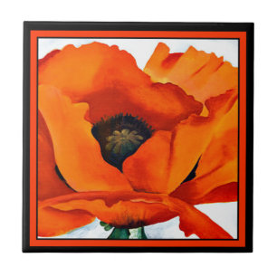 Stunning Georgia O'Keefe Red Poppy Flower 1927 Tile