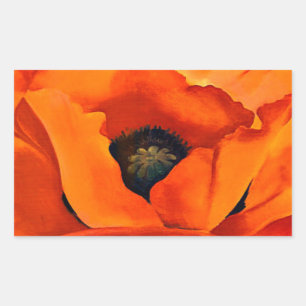 Stunning Georgia O'Keefe Red Poppy Flower Rectangular Sticker