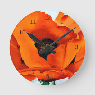Stunning Georgia O'Keefe Red Poppy Flower Round Clock