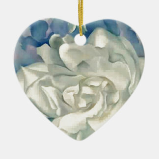 Stunning Georgia O'Keefe White Rose and Larkspur Ceramic Tree Decoration