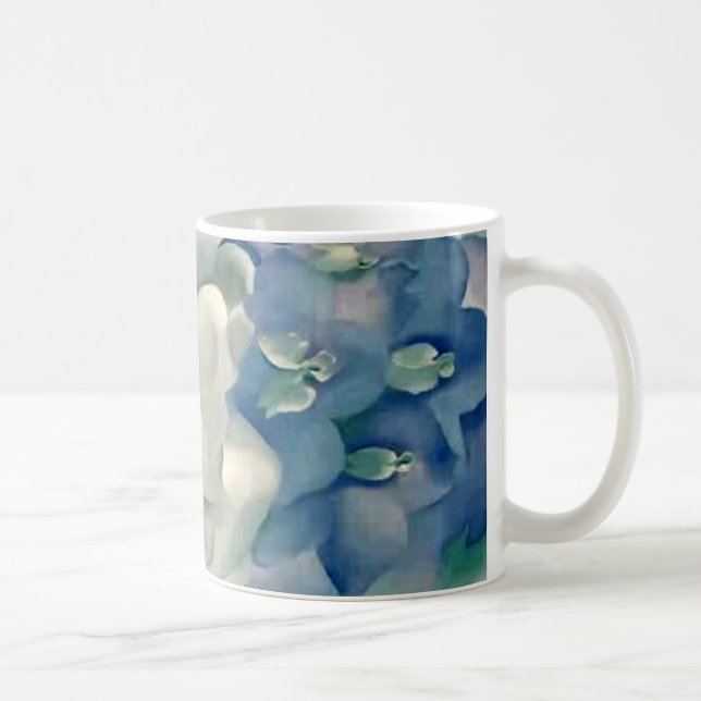 Stunning Georgia O'Keefe White Rose and Larkspur Coffee Mug (Right)