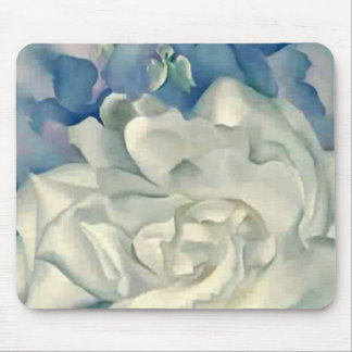 Stunning Georgia O'Keefe White Rose and Larkspur Mouse Pad