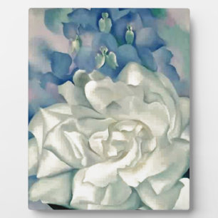 Stunning Georgia O'Keefe White Rose and Larkspur Plaque