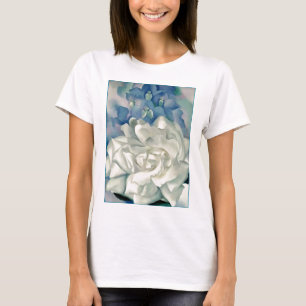 Stunning Georgia O'Keefe White Rose and Larkspur T-Shirt