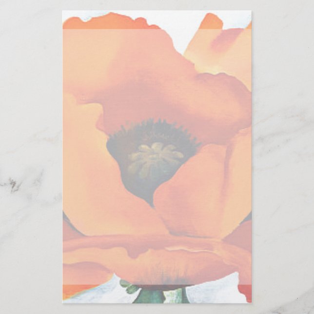Stunning Georgia O'Keeffe Abstract Orange Poppy Stationery (Front)