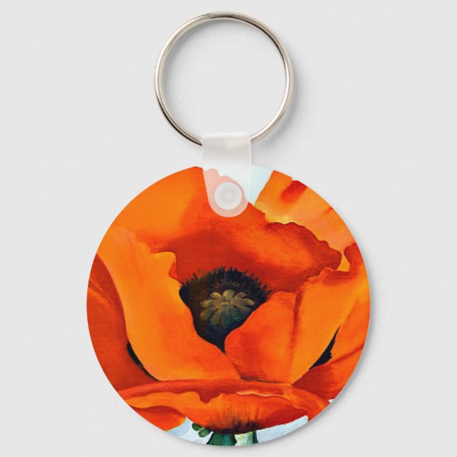 Stunning Georgia O'Keeffe Red Poppy Key Ring (Front)