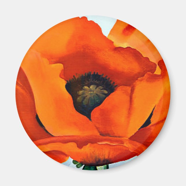 Stunning Georgia O'Keeffe Red Poppy Magnet (Front)