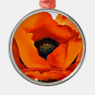 Stunning Georgia O'Keeffe Red Poppy Metal Ornament
