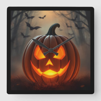 Stunning Glowing Pumpkin Art – Ultimate Square Wall Clock