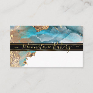 Stunning Gold Aqua Liquid Julie Business Card