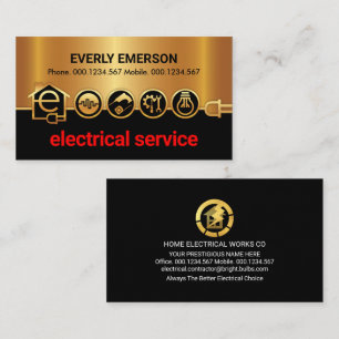 Stunning Gold Electrical Icons Power Line Business Card