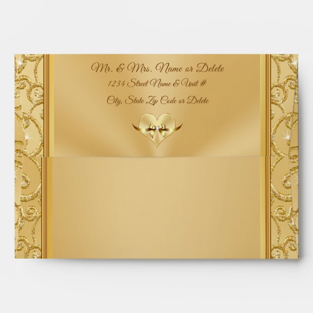 Stunning Gold Envelopes, Anniversary, Wedding Envelope (Back (Top Flap))