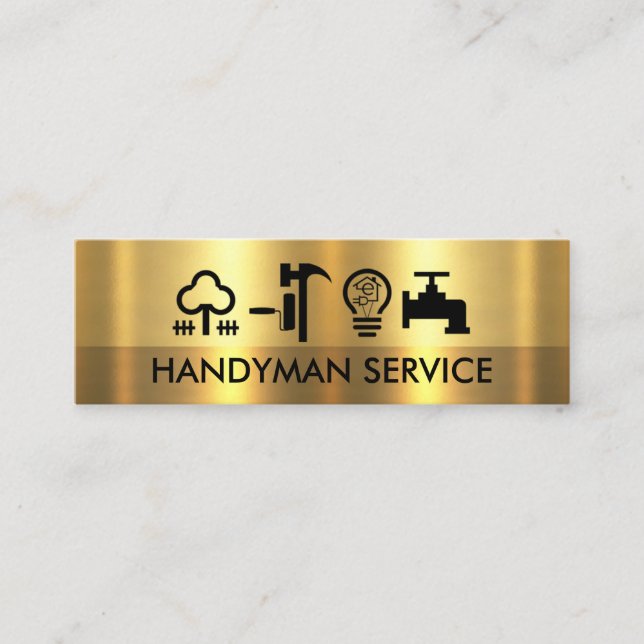 Stunning Gold Layers Handyman Tools Mini Business Card (Front)