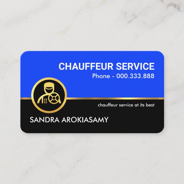 Stunning Gold Line Private Driver Business Card (Front)