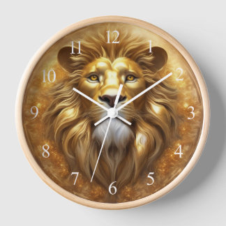 Stunning Gold Lion Head Clock