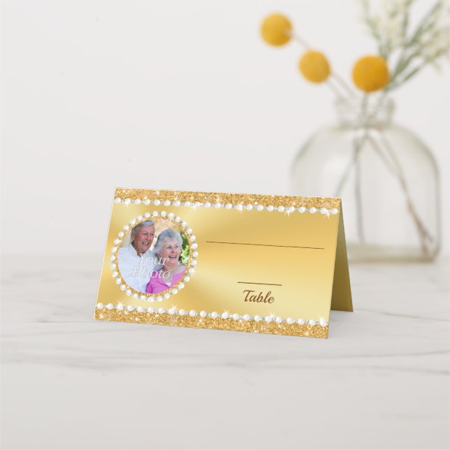 Stunning, Gold Place Cards. Photo Place Cards (Front)