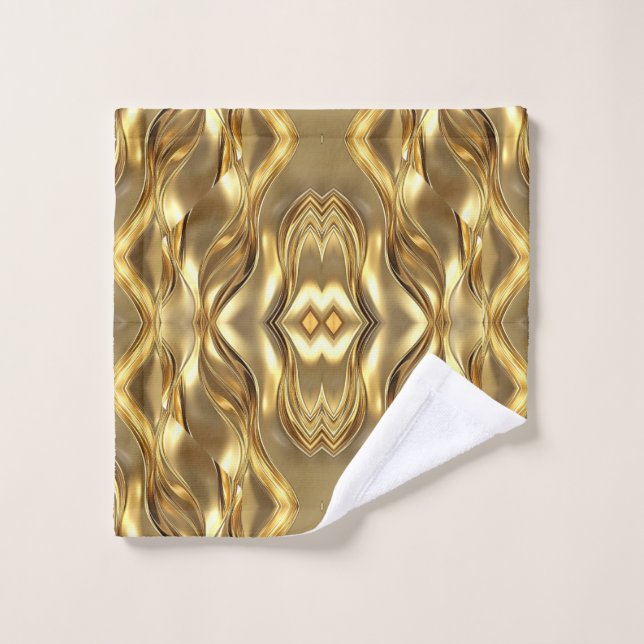Stunning Golden abstract design Bath Towel Set (Wash Cloth)
