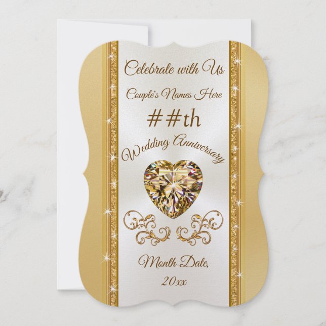 Stunning Golden Wedding Anniversary Invitations (Front)