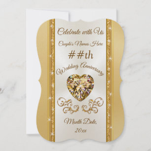 Stunning Golden Wedding Anniversary Invitations