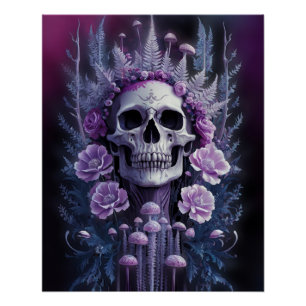 Stunning Goth Skull on Plum, Midnight Macabre Poster